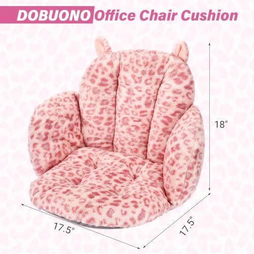 DOBUONO Comfy Office Chair Cushion, Cute Seat Cushion Kawaii Cushion for Gaming Chair with Backrest Non-Slip Floor Seating for Adults and Pets Pink Leopard Print Stuff for Room Decor - Image 2