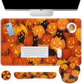 Britimes Keyboard Mouse Pad Set, 4 in 1 Desk Mat Set, Halloween Cat Pumpkin by Britimes