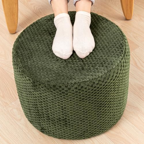Ottoman Foot Rest Round 18x18x14In, Forest Green,Footstool for Living Room by Poofieotto