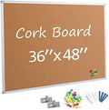Bulletin Board 36 x 48, Silver Aluminium Framed 4x3 Large Wall Mounted Cork Office Notice Pin Board by Justdowhatyouwanttodo