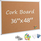 Bulletin Board 36 x 48, Silver Aluminium Framed 4x3 Large Wall Mounted Cork Office Notice Pin Board by Justdowhatyouwanttodo