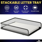1InTheOffice Letter Trays for Desk Stackable, Front-Load Mesh Desk Tray Organizer, Black, 2 Pack - Image 2