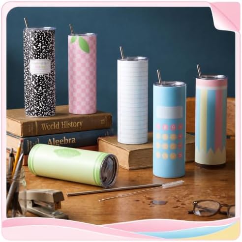 Geiserailie 6 Pcs 20 oz Pastel Composition Notebook Tumblers Teacher Gifts - Image 3