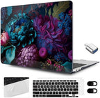 MEEgoodo for MacBook Air 13.3 inch Case 2021 2020 2019 2018 A2337 M1 A2179 A1932, Hard Shell with Keyboard Webcam Cover & Trackpad Film & Type C Adapter for MacBook Air M1, Beautiful Fantasy Flower by MEEgoodo