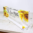 Artblox Office Desk Name Plate Personalized | Custom Name Plates for Desks | Sunflowers Design On Clear Acrylic Glass | Office Desk Decor - (8" x 2.5") - Image 3