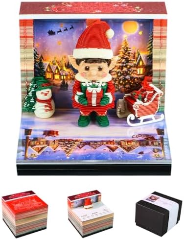 3D Art Calendar Memo Pad 2027,Time Piece Calendar 3D Christmas Elf Notepad Creative Rip Away Calendar Paper Carving Note by Dawnvive