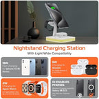 Spracht Flex Charge 4, 4-in-1 Wireless Charging Stand | 25W Fast Charger, Magnetic Connection -Works for Smartphone, Watch, Ear Buds, Qi-Enabled Devices | Nightlight, Magnetic Charging Stand (White) - Image 4