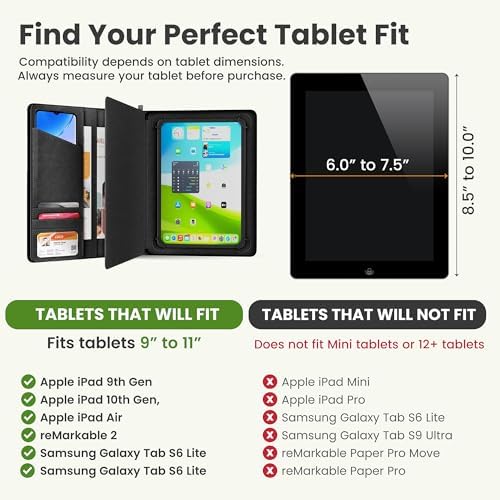 Universal Padfolio Case – Tablet Portfolio Organizer with Notepad Holder – Compatible with iPad 10th 11th Gen, iPad Pro 11, iPad 7 8 9 10.2 10.9 and 9.7 inches - Image 4