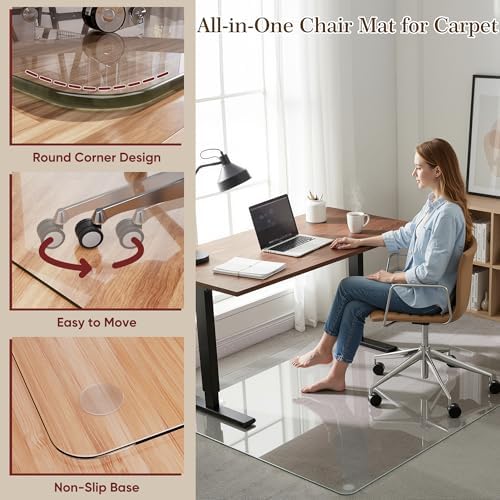 30"x48" Tempered Glass Office Chair Mat for Carpet & Hardwood Floor - Image 6