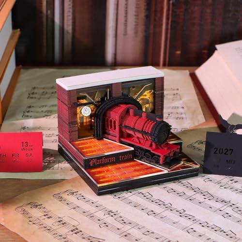 3D Calendar 2027,3D Memo Pad Time Piece Calendar 2027 Creative Desk Calendar Art Paper Sculpture Magic Train, 2027 Tear Off Calendar DIY Decorative Gift - Image 4