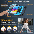 Case for iPad (A16) 11th/10th Generation 11/10.9 Inch 2025/2022, Ubearkk for iPad a16 case with Screen Protector, 360 Degree Rotating Stand Shoulder Strap Pencil Holder,Black Blue - Image 3