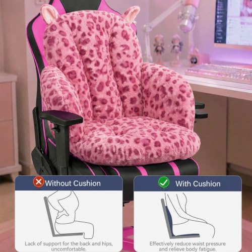 DOBUONO Comfy Office Chair Cushion: 17.5" L x 17.5" W x 18" H Cute Seat Cushion Kawaii Cushion for Gaming Chair with Backrest Non-Slip Floor Seating for Adults and Pets Pink Stuff for Room Decor - Image 6