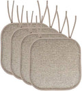 Sweet Home Collection Chair Cushion Memory Foam Pads with Ties Honeycomb Pattern Slip Non Skid Rubber Back Rounded Square 16" x 16" Seat Cover, 4 Pack, Cameron Beige Taupe by SweetHomeCollection