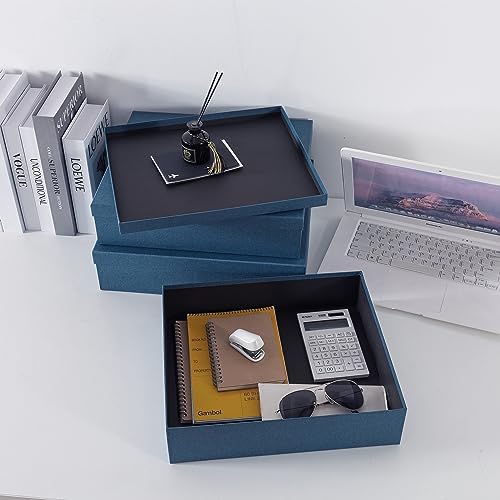 Soul & Lane - Navy Blue Decorative Storage Boxes with Lids, Set of 3 - Image 5