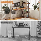 Treesland 55 Inch Computer Desk with Storage Shelves, L Shaped Desk with Storage, Corner Desk with Shelves, Home Office Desks, Bookshelf Desk, Writing Study Desk for Bedroom, Brown - Image 6
