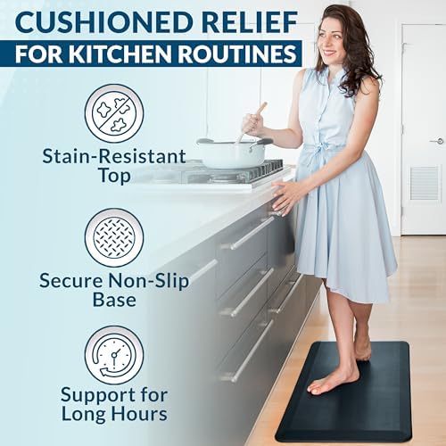 ComfiLife Anti Fatigue Floor Mat – 3/4 Inch Thick Kitchen Mats for Floor, Standing Desk Mat, Kitchen Rug – Comfort at Home, Office – Durable – Stain Resistant – Non-Slip Bottom (20" x 39", Navy) - Image 6