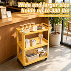 3 Tier Metal Utility Rolling Cart with Wheels, Yellow - Image 6