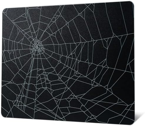 XVX Glass Mouse Pad for Gaming, Black Spider Webs Hard Gaming Mousepad, Professional Large Mouse Mat 16.2" x 12.2", Special Glass Surface with Improved Precision and Speed by GMKWTL