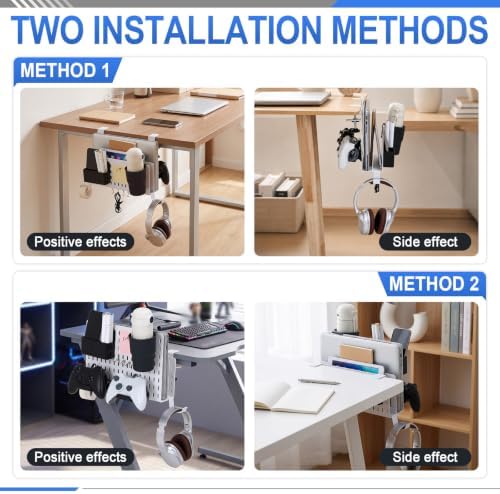 Desk Side Storage Organizer Set Fits Edge 0.2-2.2",Double,White - Image 7