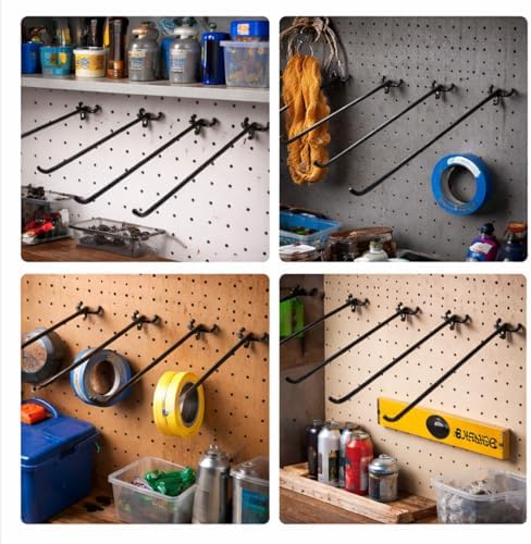 Pack of 200 Heavy Duty Pegboard Hooks – 6 Inches Metal Peg Board Shelving Hook – Black Pegboard Display Hooks for Garage Storage & Retail Store Fixtures - Image 7