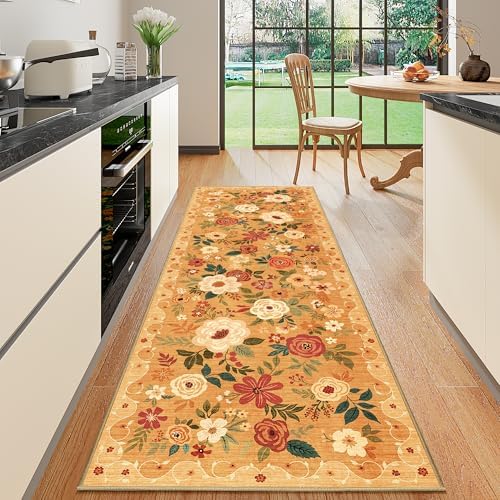 DUKINO 2x6 Runner Rug for Hallway, Washable Kitchen Rugs Non Slip, Orange by DUKINO