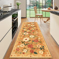 DUKINO 2x10 Runner Rug, Floral Washable Kitchen Runner Rug Non Slip, Orange by DUKINO