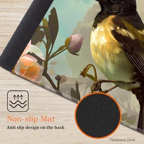 Large Gaming Mouse Pad, Keyboard Wrist Rest Pad + Mouse Wrist Pad + Coaster 4 in 1 Set, Extended Waterproof Non-Slip Desk Mat, Suitable for Office Home Learning Games, Cute Bird - Image 5