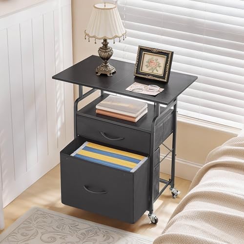 HOOBRO Printer Stand, Printer Table with Drawers, Mobile Filing Cabinet with Charging Station, Printer Cart for Home Office, Living Room, Black BB15UPS01 - Image 5