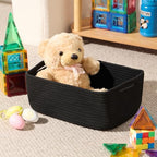 MiniArk Small Storage Baskets for Organizing | Closet Organizer Bins | Shelf Toy Basket | Woven Rope Baskets | Cube Decorative Box | Shallow Basket | 13x8.5x5.1” | 4 Packs Black - Image 4