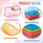 Geetery 12 Pack Classroom Storage Baskets with Handle,Translucent Colors - Image 3