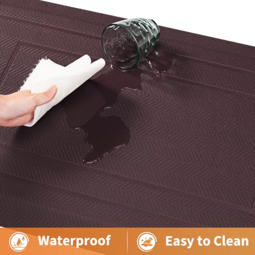 UKISS 9/10"" Extra Thick Cushioned Anti Fatigue Kitchen Mat, Waterproof High Density Foam Standing Desk Mat, Non-Slip Ergonomic Comfort Mat for Kitchen, Office,Workstation (Brown, 20" X 32") - Image 6