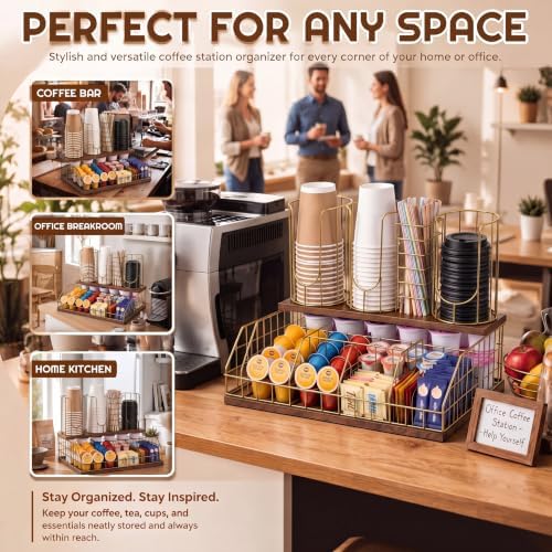 Geelin Coffee Cup and Lids Organizer with 4-compartment Double Layer - Image 3