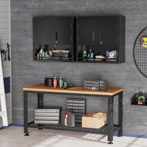 VINGLI Garage Wall Cabinet with Locking Doors and Adjustable Shelf, Metal Wall Cabinet, Floating Upper Storage Cabinet (Black, 30''W x 12''D x 30''H) - Image 7