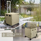 76L Folding Utility Cart Portable Rolling Crate Handcart Shopping Collapsible Tool Box with Stair Climbing Wheels,Hidden Lid,2 Rotate Wheels,for Grocery,Shopping,Office,Storage(Brown) - Image 6