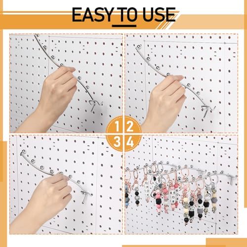 Yaocom 20 Pcs Peg Board Waterfall Hook Shelving Hooks Metal 7 Station Pegboard Display Wall Hangers Face Out Fit 1/4" for Garage Kitchen Store(Silver) - Image 6