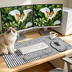 LIMKRIAN Black Striped Ergonomic Large Desk Mat Set with Wrist Rest - Image 3