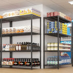 4 Tier Storage Racks Shelving, Heavy Steel Pantry Shelves, Adjustable Wire Shelving Rack with Wheels, Suitable for Garage, Kitchens, Bathroom, Offices, 55" W x 23.6" D x 75.6" H, Black - Image 2