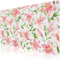 Watercolor Lily Office Desk Mat 31.5" x 15.7" Desktop Mat PU Leather Large Mouse Pad White Mousepad Non-Slip Table Mat for Girls, Women, Home, Work, Computer, and Gaming by Unknown