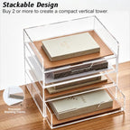 Clear Acrylic Desk Organizer with Drawer – Paper Tray Office Storage - Image 3
