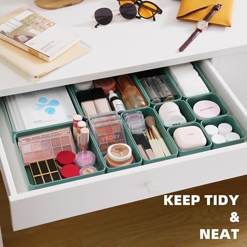 CHANCETSUI 11-Piece Stackable Drawer Organizer Set, Multi-size Desk Drawer Organizer Trays Vanity Storage Bins for Storing Makeup, Stationery, Utensils in Bathroom Dresser, Office and Kitchen - Image 2
