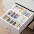 Expandable Deep Drawer Organizer Bins for Desk, White, 6 Pcs by Unknown