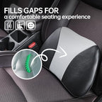 1p Memory Foam Lumbar Support Pillow for car Lower Back Pain Relief - Back Cushion for Driving, Chair Support for Car-Office Chair（Black&Grey） - Image 2