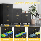 3 Drawer File Cabinet with Lock, Small Filing Cabinet for Home Office - Image 4