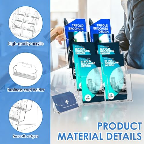 2 Pack 4 Tier Brochure Holder 8.5x11 inch Removable Divider Brochure Stand - Image 3