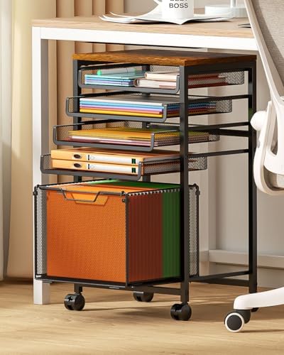 Feyejade Compact 5-Tier Rolling File Cart, Under Desk Metal Filing Cabinet by Feyejade