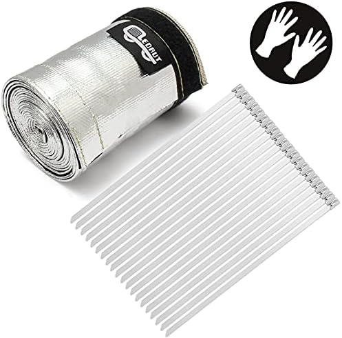 Heat Shroud Sleeve Aluminized 2 Pcs for Ultimate Heat Protection Hose Wire Shield 1-1/4''I.D. x 10FT, with 20 Pcs 7.8Inch Stainless Steel Cable Metal Zip Ties - Image 2