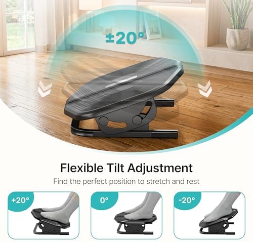 PEGZONE Footrest for Under Desk with Massage, Adjustable Tilt, Steel Base - Image 2