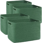 4 Pack Storage Baskets for Organizing, Woven Baskets for Shelves - Perfect for Toys, Books, Towels, and Clothes, Durable Gift Basket Bins Toy Storage, 12.7''L x9''W x7.8''H, Green by SIXDOVE