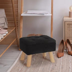 OGEMXU Storage Ottoman, Small Foot Stool Ottoman with Storage, Boucle Teddy Velvet Foot Rest with Padded Seat, Sturdy Wood Legs Stool for Living Room, Bedroom, Couch, Enterway (Black) - Image 7