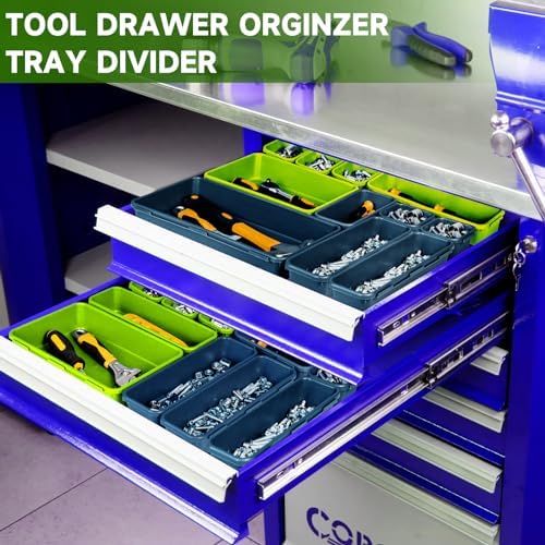 Tool Box Organizer Tray, 60 PCS & 5 Sizes, Blue and Green - Image 3